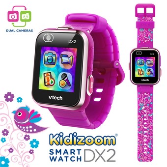 KidiZoom® Smartwatch DX2 (Floral Birds with Bonus Vivid Violet Wristband)